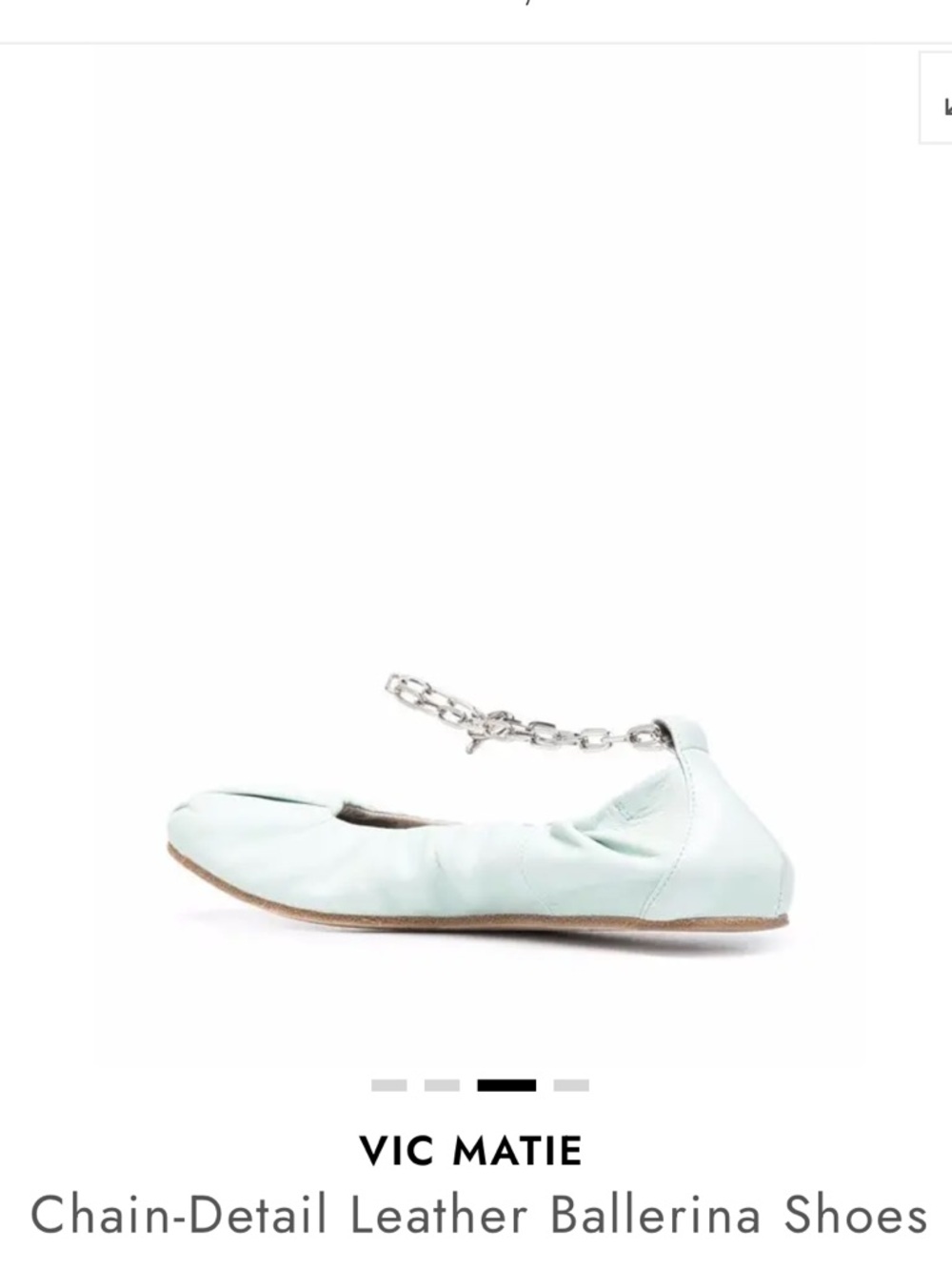 Vic Matie Mint Green Leather Ballerina Flats with Chain Ankle Strap